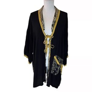 Iguana Open Cardigan Blouse Size Medium Boho Hippie Western Relaxed Loose Fit